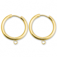 Roestvrij stalen (RVS) Stainless steel oorbellen creolen met oogje 19mm Gold