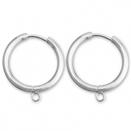 Roestvrij stalen (RVS) Stainless steel oorbellen creolen met oogje 19mm Silver