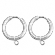 Roestvrij stalen (RVS) Stainless steel oorbellen creolen met oogje 17mm Silver