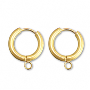 Roestvrij stalen (RVS) Stainless steel oorbellen creolen met oogje 15mm Gold