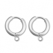 Roestvrij stalen (RVS) Stainless steel oorbellen creolen met oogje 15mm Silver