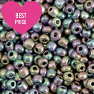 Glaskralen Rocailles 8/0 (3mm) Metallic shine multicolour silver