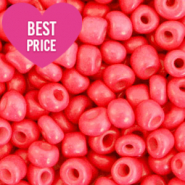 Glaskralen Rocailles 12/0 (2mm) Neon coral red