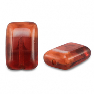 Czech kralen TCB rectangle 12x8mm Transparent red-vintage pink