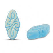 Czech kralen arabesque 19x9mm Light blue-frosted