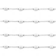 Roestvrij stalen (RVS) Stainless steel onderdelen jasseron met imitatie parels ovaal Silver-white