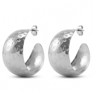 Roestvrij stalen (RVS) Stainless steel oorbellen / oorstekers Silver