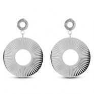Roestvrij stalen (RVS) Stainless steel oorbellen / oorstekers rond Silver