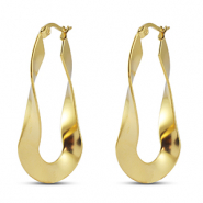 Roestvrij stalen (RVS) Stainless steel oorbellen / creolen ovaal twist Gold