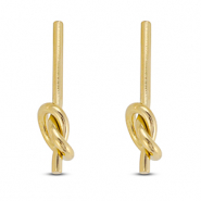 Roestvrij stalen (RVS) Stainless steel oorbellen / oorstekers knoop Gold