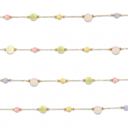 Roestvrij stalen (RVS) Stainless steel onderdelen jasseron rond Gold-multicolour pastel