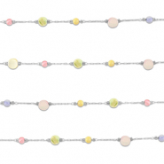 Roestvrij stalen (RVS) Stainless steel onderdelen jasseron rond Silver-multicolour pastel