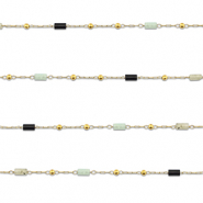Roestvrij stalen (RVS) Stainless steel onderdelen jasseron mix van natuursteen tube Gold-black-grey