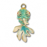 Bedels metaal vis Gold-blue-white