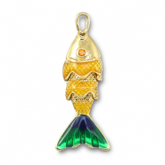 Bedels metaal vis Gold-yellow-blue-green