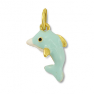 Bedels metaal dolfijn Mint green-white-gold