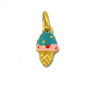 Bedels metaal ijs lolly Turquoise-pink-gold