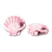 Kralen keramiek schelp Pink-blue-red