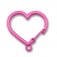 Gekleurde onderdelen sleutelhanger hart met oogje Magenta pink