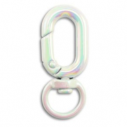 Gekleurde onderdelen sleutelhanger ovaal White-AB coating