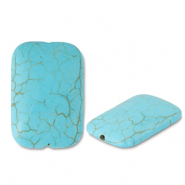 Kralen keramiek rechthoek Turquoise blue