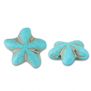 Kralen keramiek zeester Turquoise blue