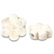 Kralen keramiek bloem Off white