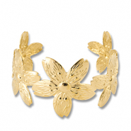 Roestvrij stalen (RVS) Stainless steel armbanden bangle bloem Gold