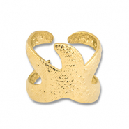 Roestvrij stalen (RVS) Stainless steel ringen zeester Gold