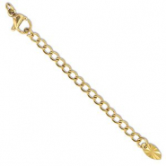 Roestvrij stalen (RVS) stainless steel onderdelen verlengketting set ovaal met karabijnslot Gold