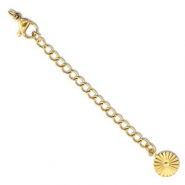 Roestvrij stalen (RVS) stainless steel onderdelen verlengketting set bloem met karabijnslot Gold