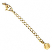 Roestvrij stalen (RVS) stainless steel onderdelen verlengketting set bloem met karabijnslot Gold