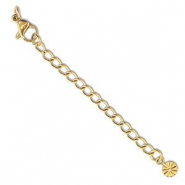 Roestvrij stalen (RVS) stainless steel onderdelen verlengketting set bloem met karabijnslot Gold