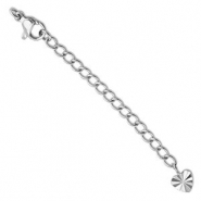 Roestvrij stalen (RVS) stainless steel onderdelen verlengketting set hart met karabijnslot Silver