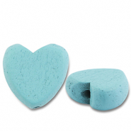 Houten kralen hart Light blue
