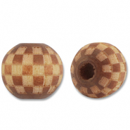 Houten kralen rond 10mm patroon Brown-natural