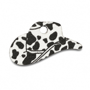 Houten bedels cowboyhoed White-black