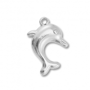 Roestvrij stalen (RVS) Stainless steel bedels dolfijn Silver