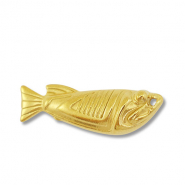 Roestvrij stalen (RVS) Stainless steel bedels vis Gold
