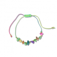 Trendy enkelbandjes mixed beads Multicolour-gold