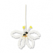 Hangers van glaskralen vlinder White-yellow-black