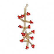 Hangers van glaskralen bloem Gold-red