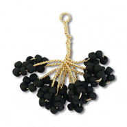 Hangers van glaskralen bloem Gold-black