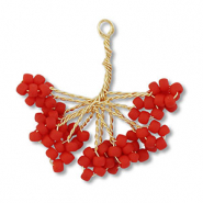 Hangers van glaskralen bloem Gold-red