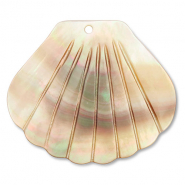 Schelp hangers sint jacobsschelp White (natuurlijke kleur schelp)-brown