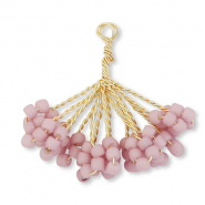Hangers van glaskralen bloem Gold-mauve