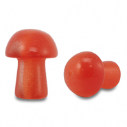 Natuursteen kralen glas paddenstoel Coral red
