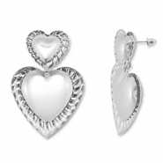 Trendy oorbellen hart Silver