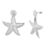 Trendy oorbellen zeester Silver