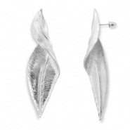 Trendy oorbellen blad Silver